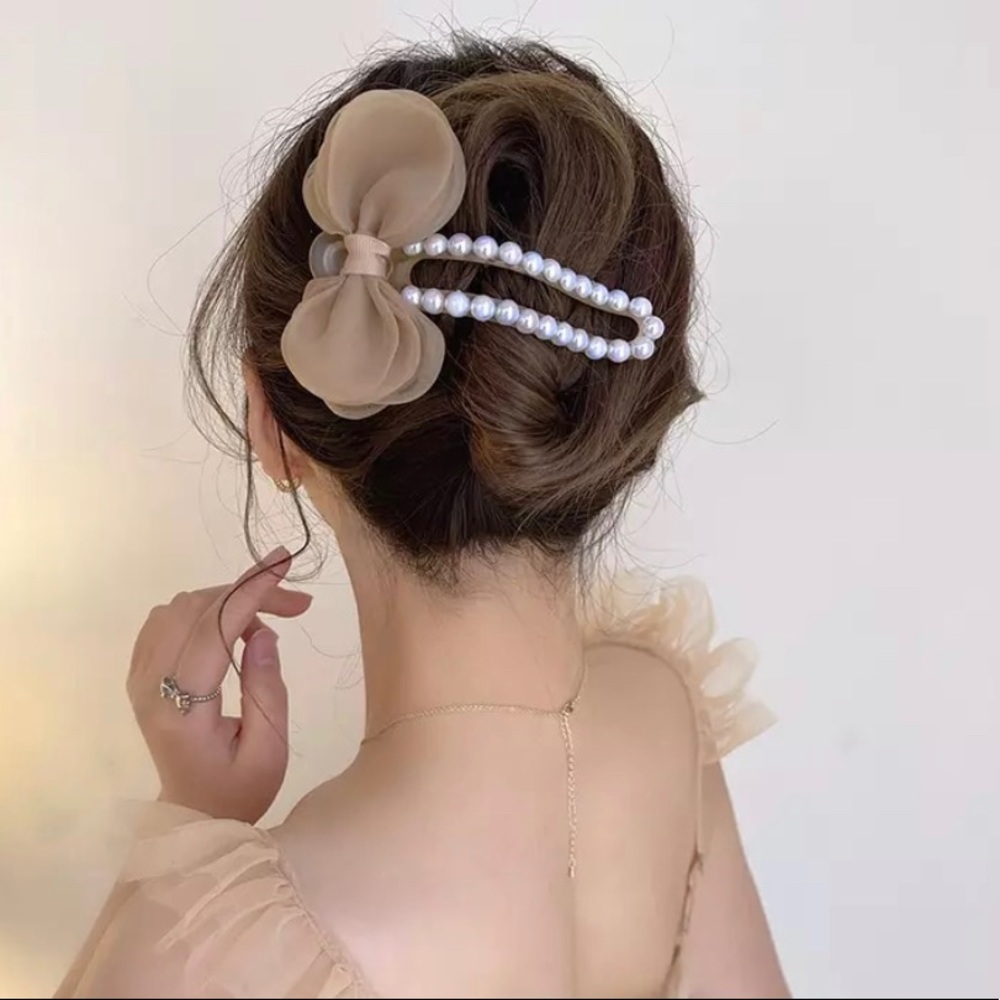 3/$35|Pretty & Elegant Khaki Tan Large Mesh Hair Clip Accessory